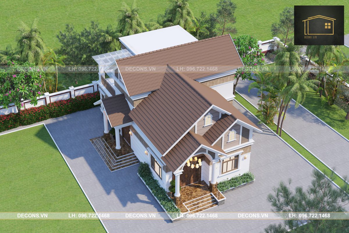 6-1 Dự án thiết kế nhà mái thái A.Hùng – Lâm Đồng – 4 ngủ -160m2  thiết kế nhà đẹp Nghệ An