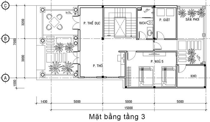 ban-ve-mat-bang-tang-ba Biệt Thự Tân Cổ Điển 3 Tầng KT 8x20m Mái Thái  thiết kế nhà đẹp Nghệ An