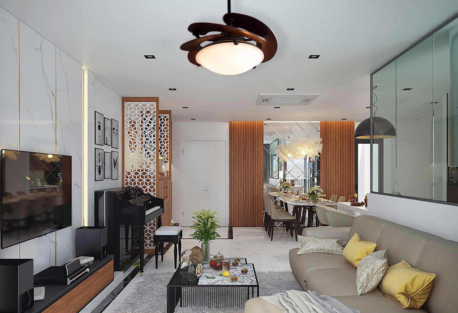 4-13 Quạt trần phòng khách mang đến không gian sống đẳng cấp cho gia chủ  thiết kế nhà đẹp Nghệ An