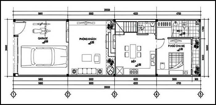 mat-bang-tang-1-3 Thiết kế nhà 1 trệt 1 lầu 5x20m mái bằng  thiết kế nhà đẹp Nghệ An