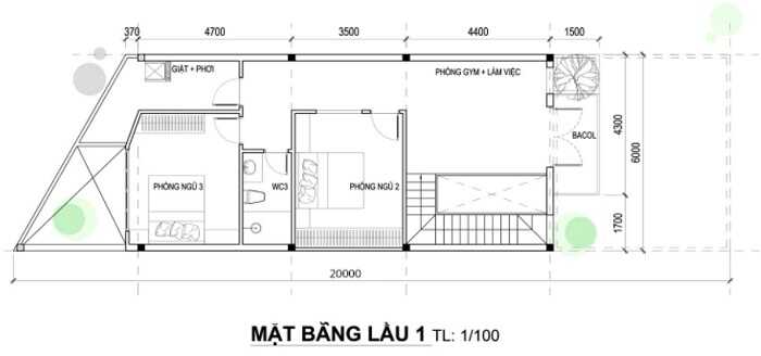 mat-bang-tang-2-4 Mẫu nhà 2 tầng KT 6×20 tại Quận 2  thiết kế nhà đẹp Nghệ An