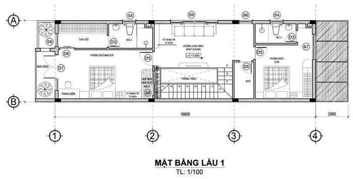 mat-bang-tang-2-5 Thiết kế nhà 2 tầng mái thái 6x16m  thiết kế nhà đẹp Nghệ An