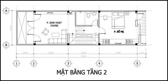 mat-bang-tang-2-8 Thiết kế nhà phố 4 tầng 4x15m hiện đại  thiết kế nhà đẹp Nghệ An
